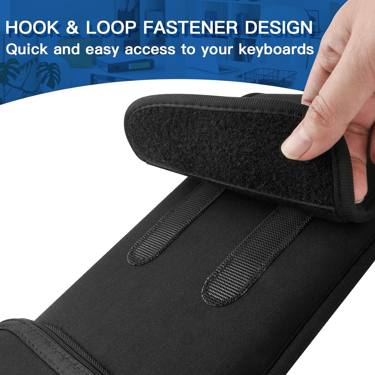 Keyboard Sleeve Travel Case for Wireless Bluetooth Full Size Keyboards (up to 20 Inches), 6.1" x 17.5" up to 6.1" x 20" Neoprene Protective Keyboard Case with Mouse Storage Pocket (Black)