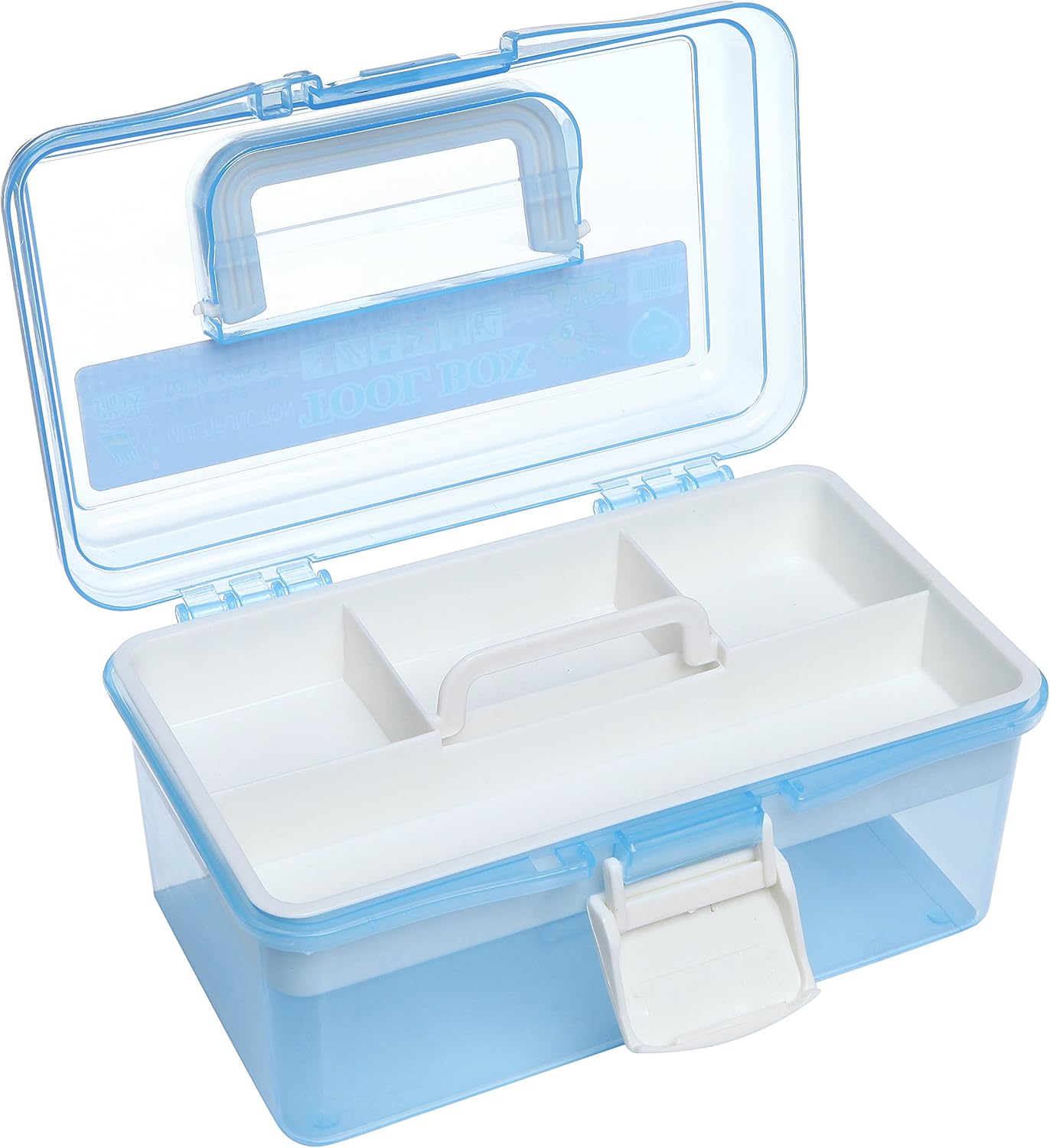 MyGift 10 Inch Plastic Storage Box with Removable Tray, Blue Craft Organizer and Art Storage Box, Multipurpose Storage Container for Tools, Playdoh, Bead, Sewing, Medicine, Tackle, Art Supply