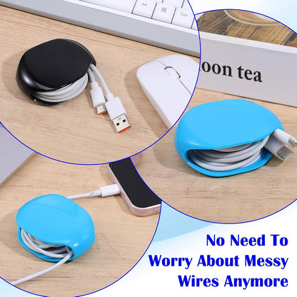 2 PCS Cord Reel Cord Retractor Automatic, Retractable Hidden Cable Reels, Small Roll Winder Case for USB Cable Headset Data Charger Cables Organization, No More Tangled
