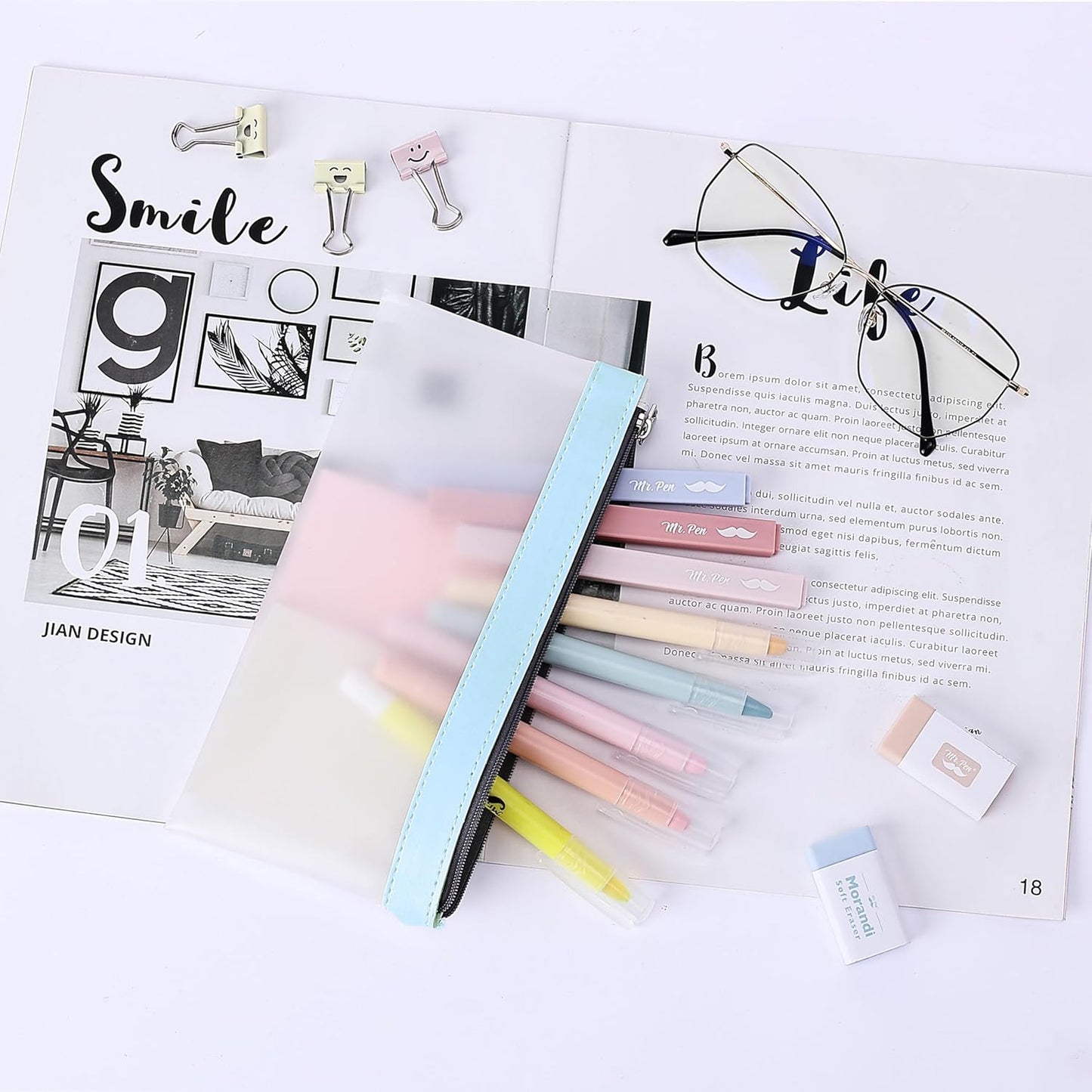 Mr. Pen- Clear Pencil Pouch, 8.50"x4.25", 3 Pack, Durable TPU Material, Medium Water-Resistant Pencil Bags with Smooth Zipper, Multipurpose Clear Pouch for Stationery, School, Office, Travel Supplies