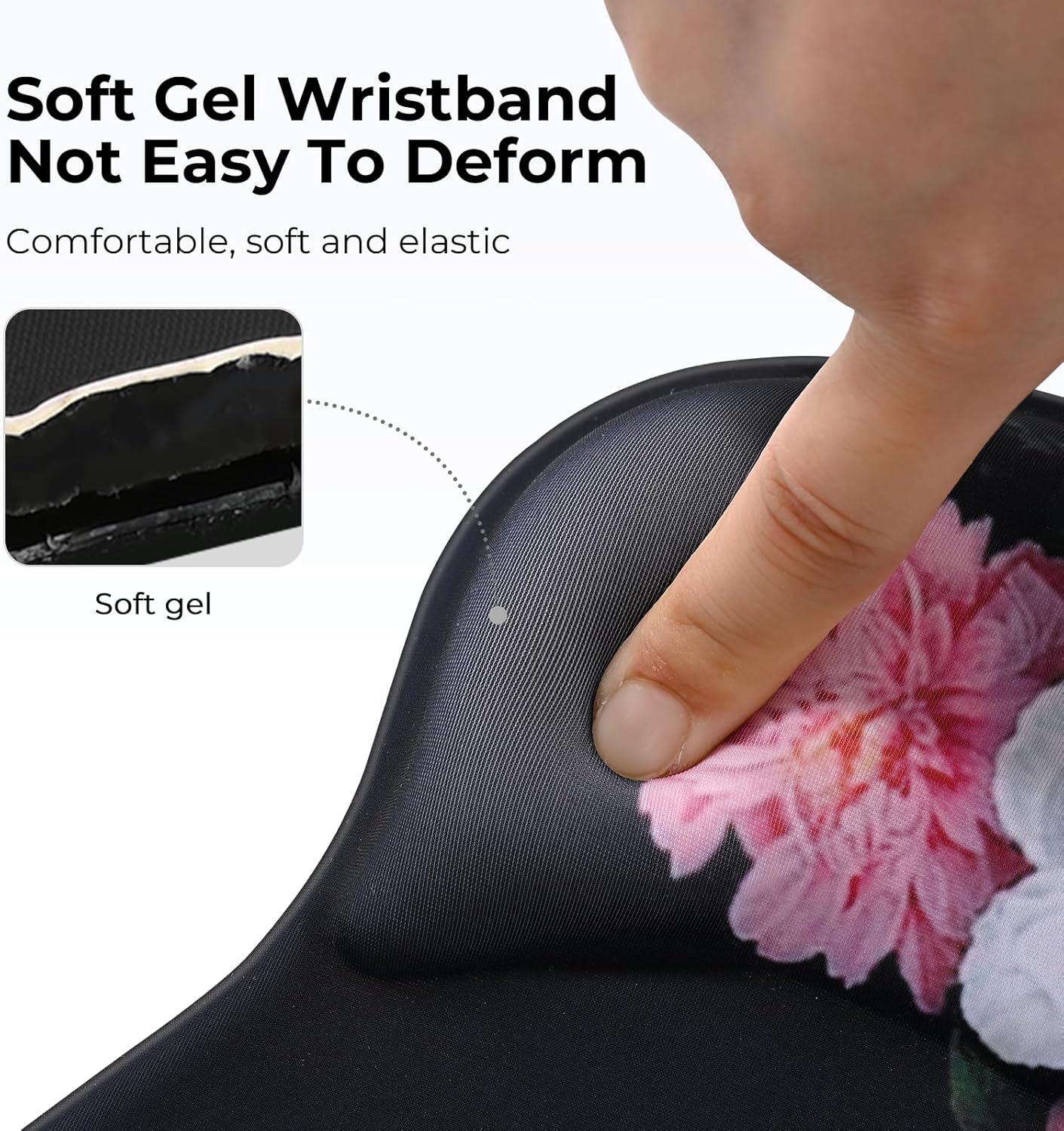 EooCoo Ergonomic Mouse Pad with Gel Wrist Rest Support, Middle Concave Design for Natural Wrist Alignment, Non-Slip Base Mousepad for Laptop, Computer, Office Desk Accessories, Carpal Tunnel Syndrome