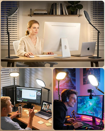 LitONES Led Desk Lamps for Home Office with Base, Tall Desk Lamp with 50 Light Modes & Memory and Timer Func Computer Light, Flexible Adjustable Table Lamps for Video Conference, Architect