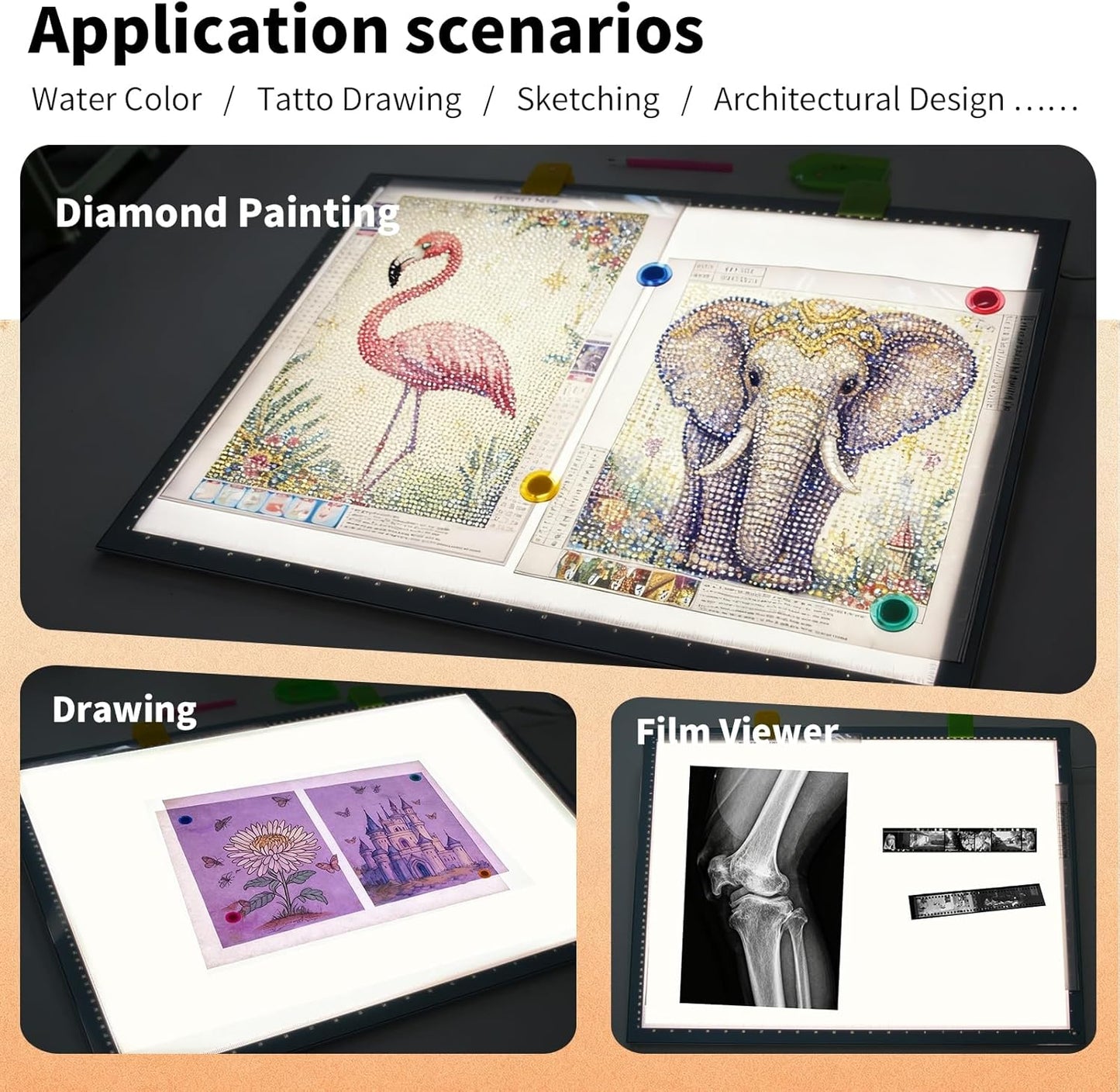 A4 LED Copy Board Light Tracing Box，Trace Light Pad for Tattoo Transferring, Drawing, Streaming, Sketching, Animation, Stenciling，USB LED Light Board for Diamond Painting