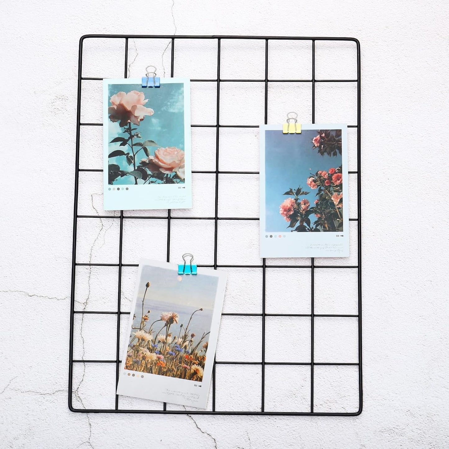 PATIKIL 16"x12" Wire Grid Panel, 1 Pack Wall Grid Decorative Panels Board Photo Pictures Display Decor Hanging Organizer for Home Office, Black