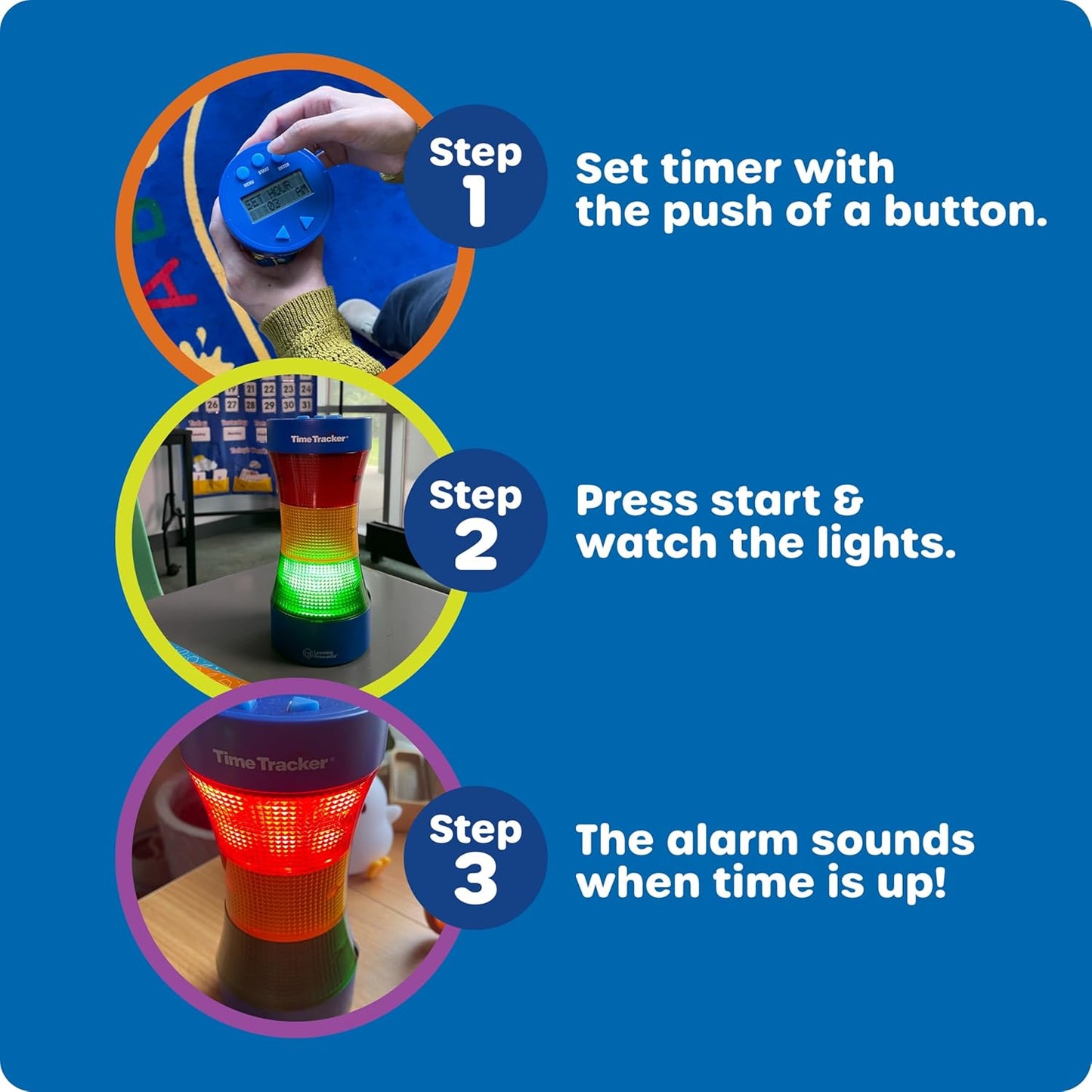 Learning Resources Time Tracker Visual Timer & Clock - 1 Piece, Classroom Tracker, Alarm Clock, Light Up Timer for Classroom, Visual Tracker