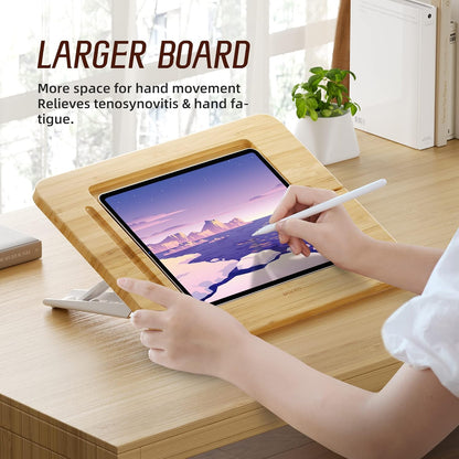 AFOOYO Bamboo Tablet Drawing Stand - Portable & Adjustable 5 Angles,Laptop Stands Riser, Book Reading Stand,Compatible with 9.7/10.2/10.5/10.9/11 inches