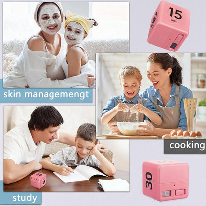 Weewooday 2 Pieces Cube Productivity Timer Flip Gravity Sensor Flip Countdown Countup Workout Timer Management 1 3 5 10 Minutes and 15 20 30 60 Minutes for Work Learning Kitchen Cooking(Green, Blue)