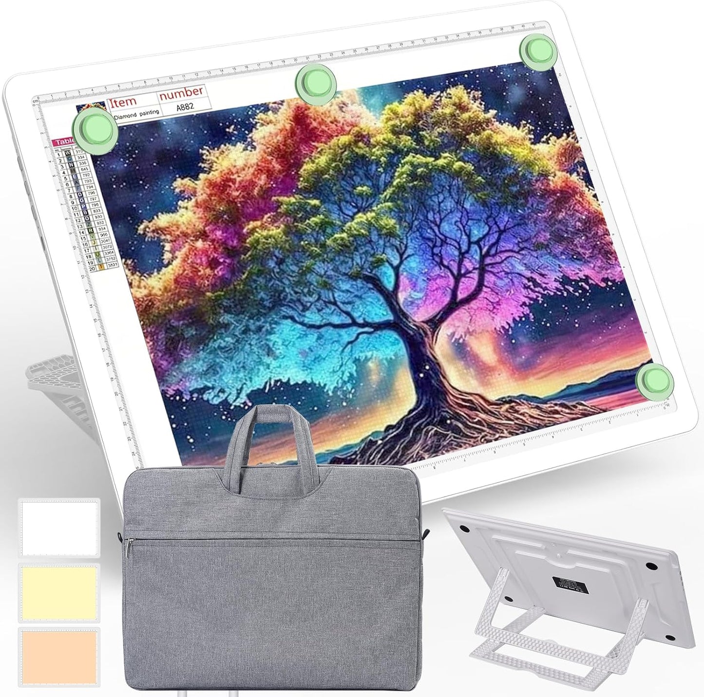 Phylosal Rechargeable A4 LED Light Pad with Built-in Stand, Magnetic Tracing Light Box for Drawing, Diamond Art Light Board with Side Button, Super Bright Light Table for Diamond Painting, Sketching