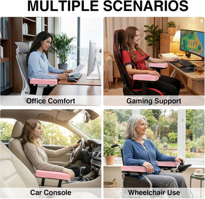 Smiry Ergonomic Office Chair Armrest Pads, Memory Foam Arm Rest Covers, Non-Slip Armrest Cushion with Adjustable Buckles and Straps, Elbow Relief for Desk, Gaming & Wheelchair (Black, Set of 2)