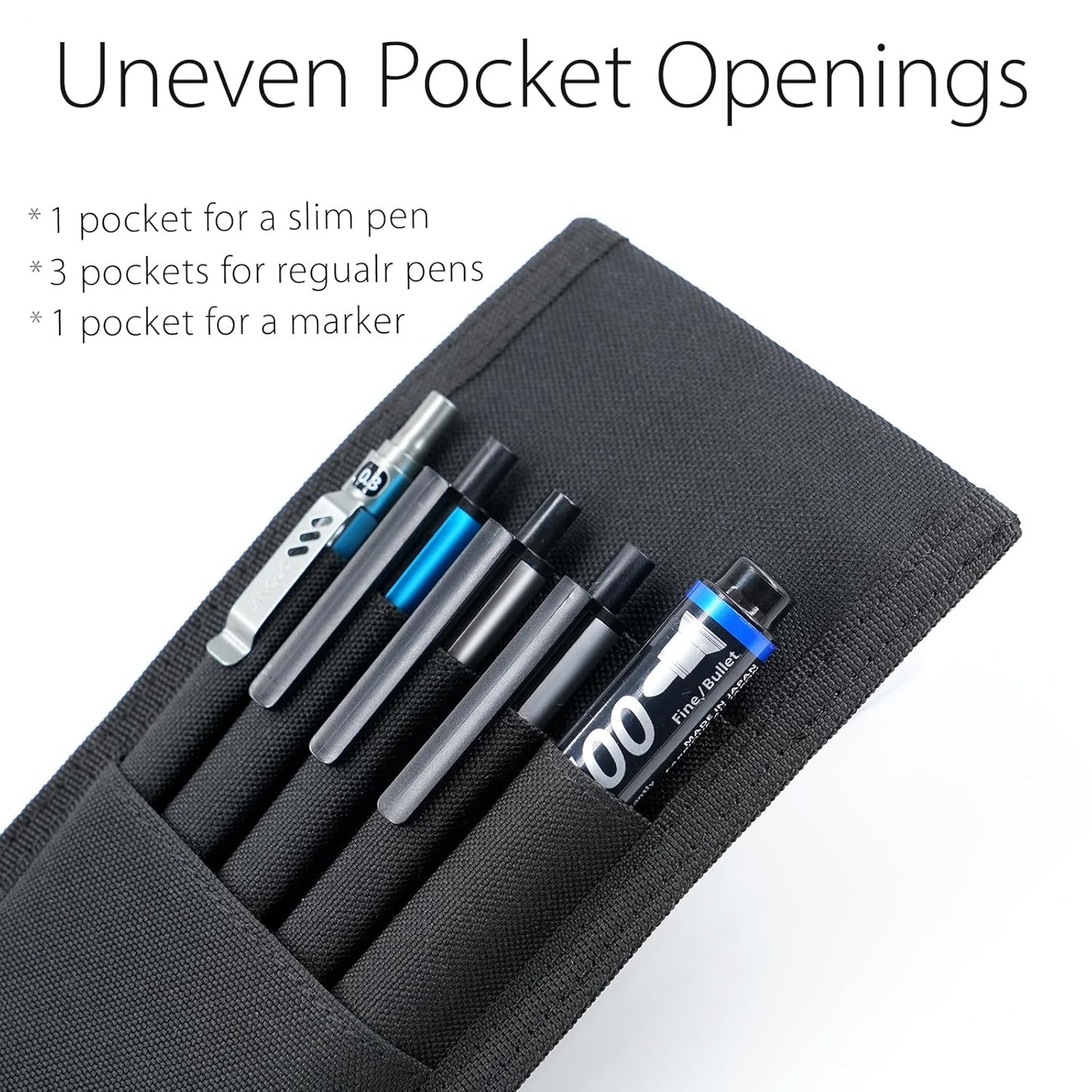 diodrio Pen Holder, Pencil Holder, Pen Sleeve Case for Hard Cover Journals, Notebooks, Books, Binders, Hold Multi Pens Pencils Rulers Durable Fabrics, Detachable, Elastic Band. Black.