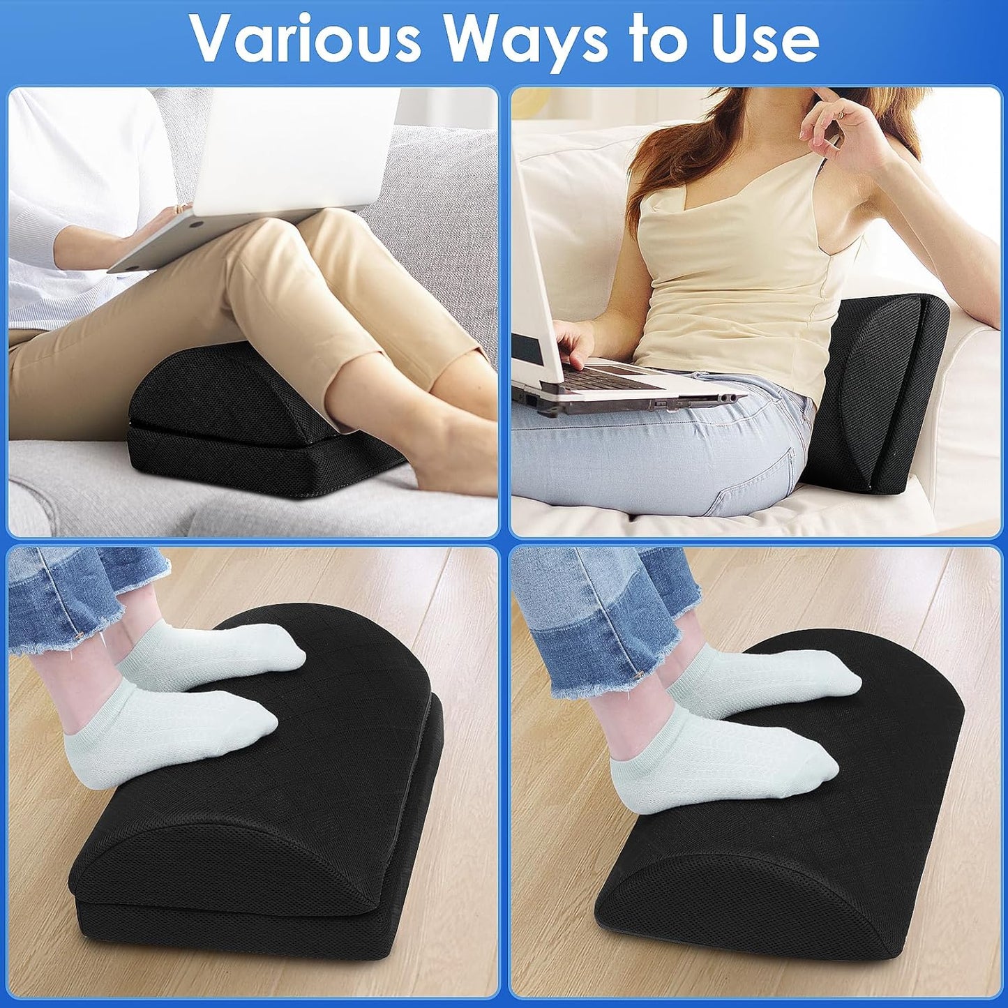 CushZone Foot Rest,Desk & Gaming Accessories,Foot Rest for Under Desk at Work,Comfortable Footrest with 2 Adjustable Heights & Removable Cover, Office Desk Accessories（Gray）