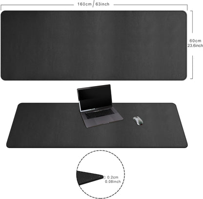 Cacoy 36" x 20" Leather Desk Mat for Home Office, Extra Large PU Leather Desk Pad Blotters, Waterproof Computer Keyboard Mat, Extended Gaming Mouse Pad, Desk Protector for Desktop and PC Laptop, Black