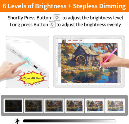 TOHETO Rechargeable A2 Light Pad for Diamond Painting 25.2''x18.4'', Magnetic Diamond Art Light Board, Wireless Lightbox for Tracing and Drawing, Cordless LED Light Table for Sketching, Weeding Vinyl