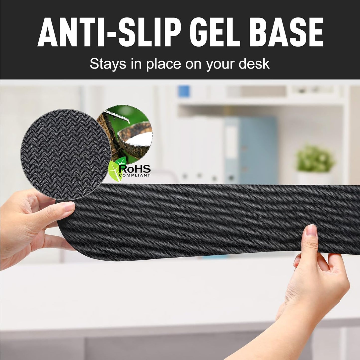 Gimars Upgrade Enlarge Silky and Superfine Fabric Gel Memory Foam Keyboard Wrist Rest Set, Ergonomic Keyboard Mouse Wrist Support for Typing Pain Relief, Comfort for Office, Gaming, Computer, Black