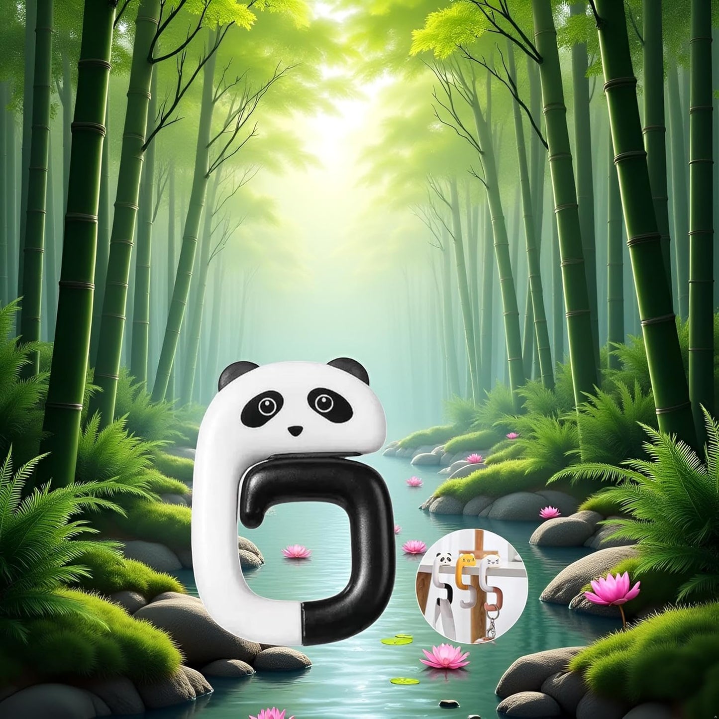 Panda Handbag Hook Hanger, Portable Folding Table Hook for Desk, Under Table Bar, Purse Holder Handbag Accessory, Handbag Hangers (2.95x1.96 inches)