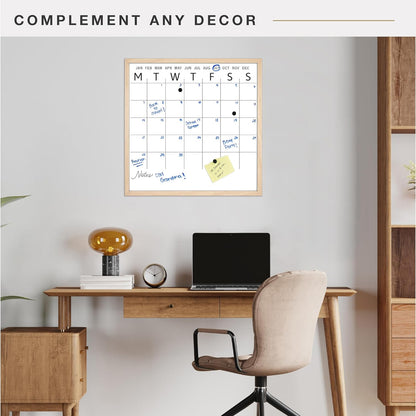 MCS Dry Erase Weekly Planner 11x24 Walnut Framed Calander Whiteboard for Wall, Plan Your Week with Family Weekly Planner for Dinners, Sports, Events & More