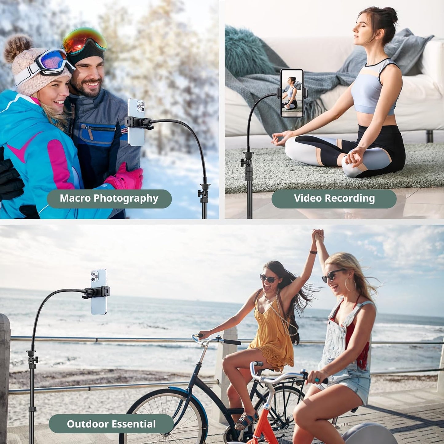 SENSYNE 62" Phone Tripod & Selfie Stick, Extendable Cell Phone Tripod Stand with Wireless Remote and Phone Holder, Compatible with iPhone Android Phone, Camera