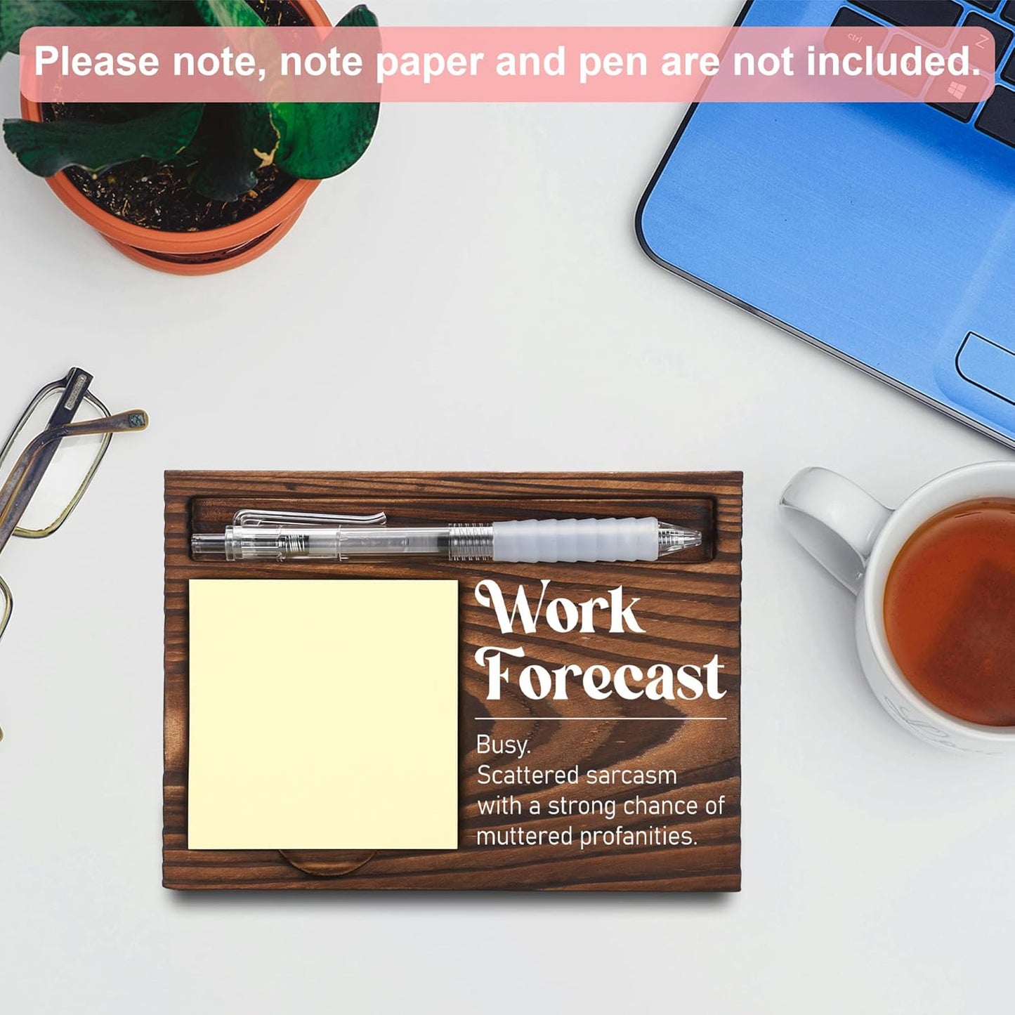 Inspirational Motivational Gifts, Encourage Gifts, Recovery Gifts, Little Reminders Sticky Note Holder, Post-it Note Dispenser for Desk, Wooden Post-it Note & Pen Holder 6.5" x 4.7" - FTA121