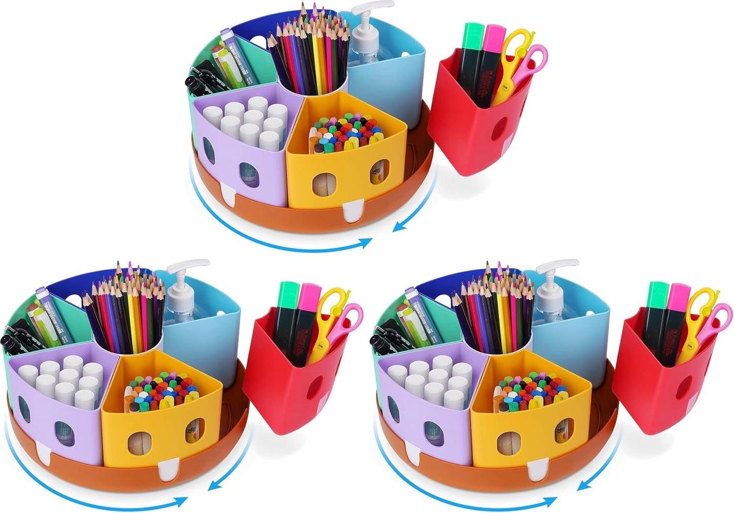 GAMENOTE Rotating Art Supplies Organizer - Lazy Susan Office School Supply for Kids Desk Organization and Storage Homeschool Craft Caddy Classroom Organization (Large)