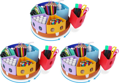 GAMENOTE Rotating Art Supplies Organizer - Lazy Susan Office School Supply for Kids Desk Organization and Storage Homeschool Craft Caddy Classroom Organization (Large)