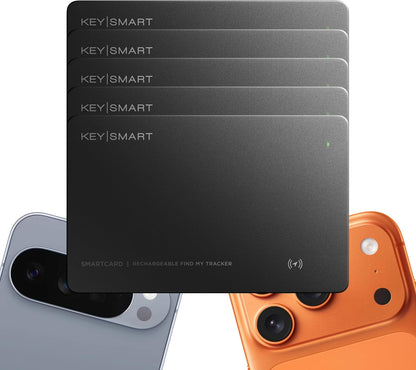 KeySmart SmartCard (Gen 3) MFI-Certified Wallet Tracker Card, Dual Network Compatible with Apple Find My & Google Find Hub, Rechargeable GPS Item Finder, Tracking for Luggage Tag, Waterproof