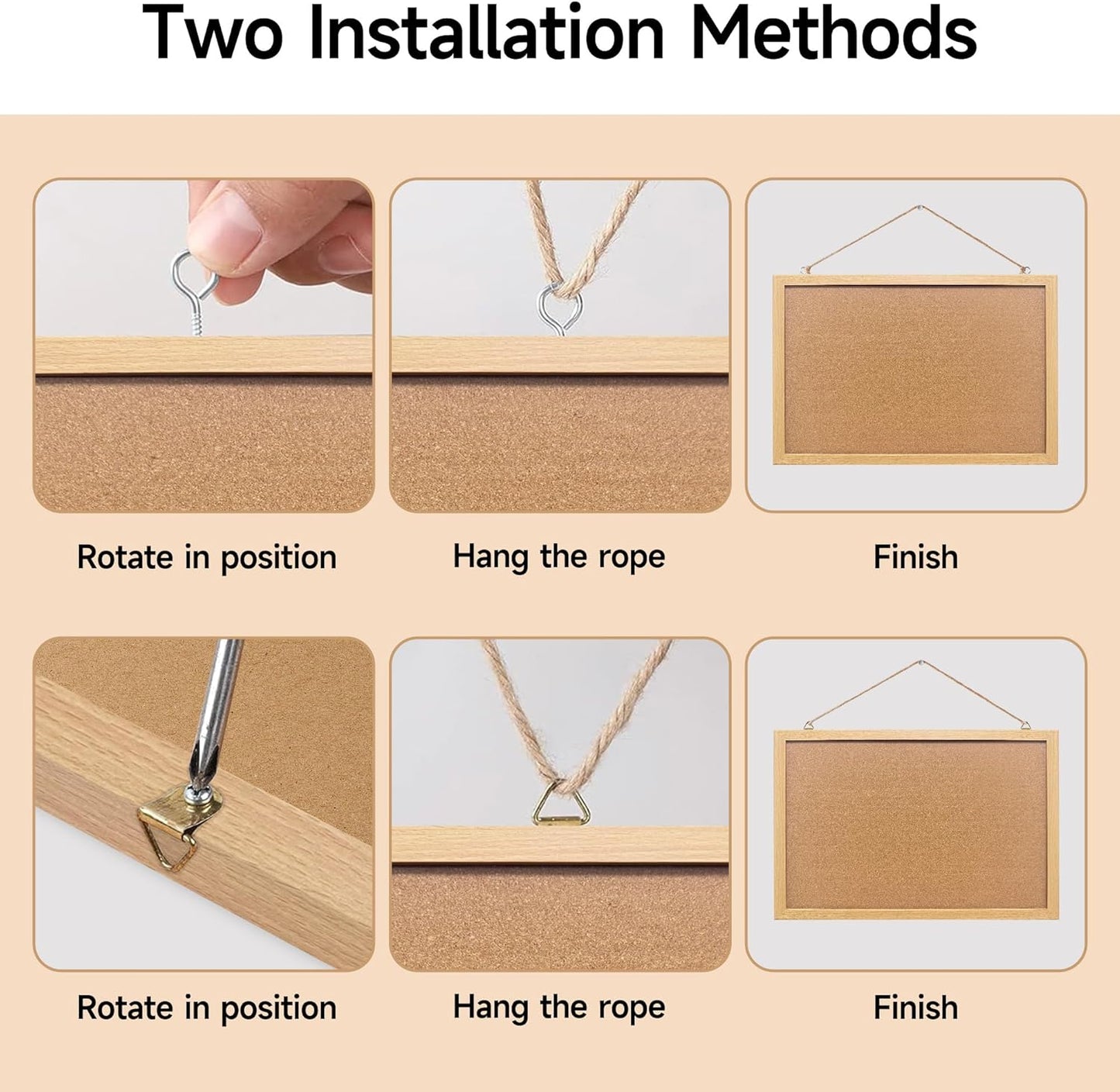 Cork Bulletin Board, 11x14 Inches Hanging Cork Board Wooden Framed with Pins for Wall, Dorm Room, Office, Home Decor – Natural Cork & Black Frame