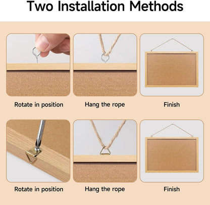 Cork Bulletin Board, 11x14 Inches Hanging Cork Board Wooden Framed with Pins for Wall, Dorm Room, Office, Home Decor – Natural Cork & Black Frame