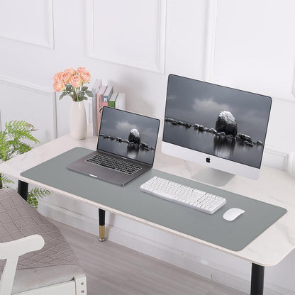 AFIING Large Desk Mat 47" x 17", Dual-Sided Natural Cork & PU Leather Desk Pad, Non-Slip Waterproof Mouse Pad for Office, Home & Gaming, Black