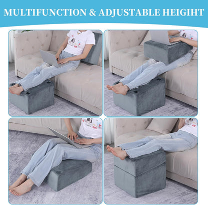 ROYALAY Adjustable Foot Rest Under Desk for Office, High-Density Foam Foot Rest with 3 Adjustable Heights, Ergonomic Footrest with Washable Cover for Home, Airplane, Travel(17 * 11 * 17in, Gray)
