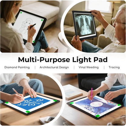 Rechargeable A4 Light Box for Tracing,Bawaslom LED Light Pad with Adjustable Stand and Strong Magnets,Ultra-Thin & Bright Tracing Board for Diamond Art,Sketching,Vinyl Weeding,Architectural Design