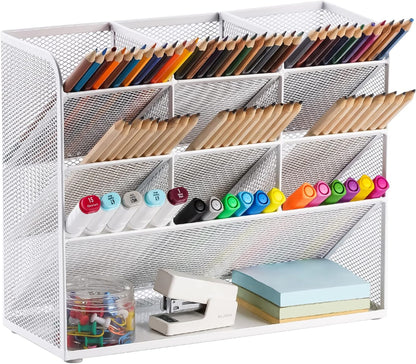 Marbrasse Mesh Desk Organizer, Multi-Functional Pen Holder, Desktop Stationary Organizer, Storage Rack for School Home Office Art Supplies (Mesh Pen Holder)
