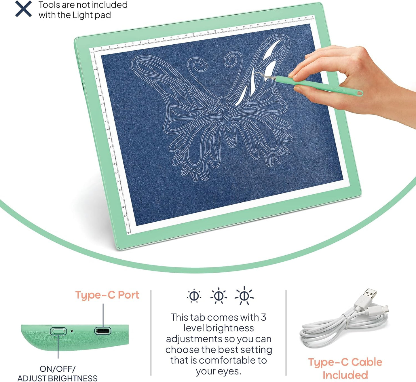 iVyne Rechargeable A4 Light Pad for Tracing & Weeding - LED Light Board for Weeding Vinyl - for Cricut Vinyl Weeding Tools - Ultra-Thin & Portable - Perfect for Artists & Crafters - Pink
