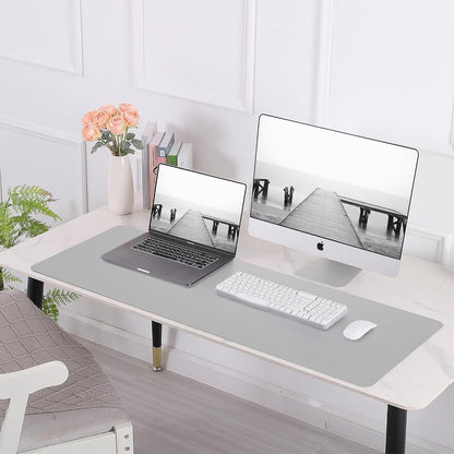 AFIING Large Desk Mat 47" x 17", Dual-Sided Natural Cork & PU Leather Desk Pad, Non-Slip Waterproof Mouse Pad for Office, Home & Gaming, Black