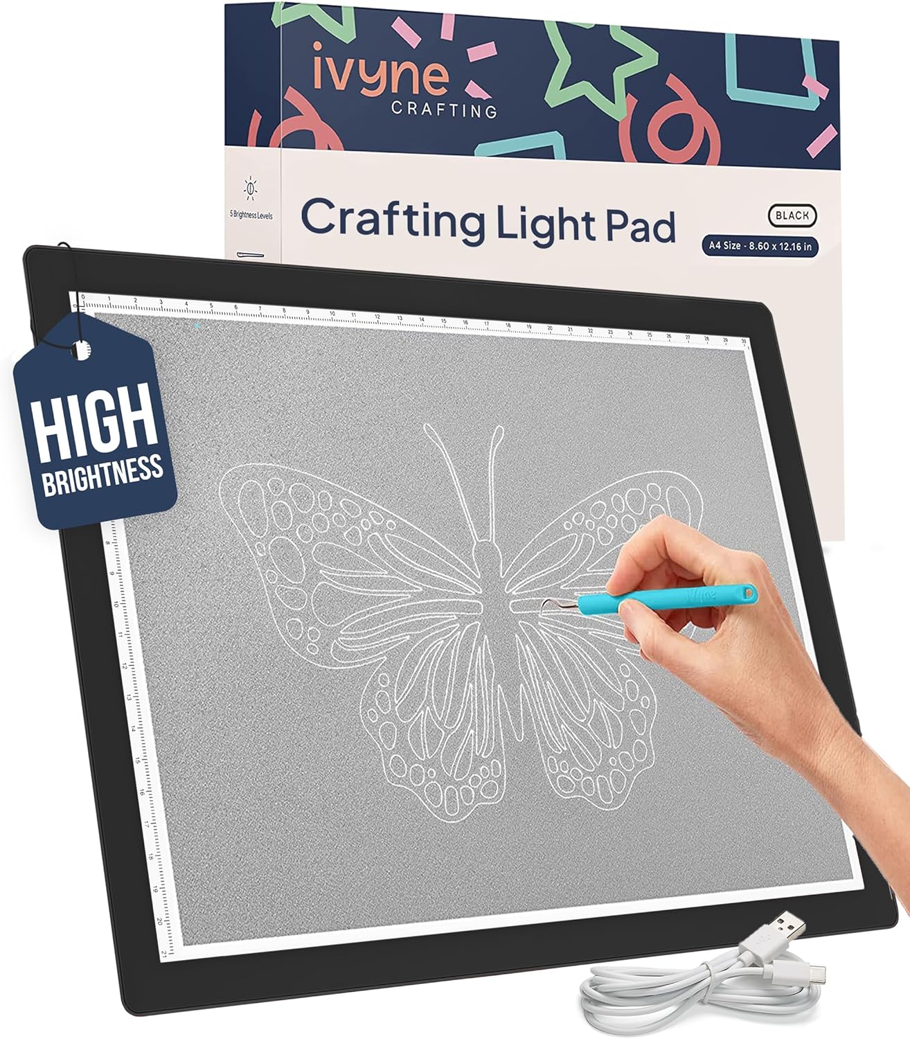 iVyne Rechargeable A4 Light Pad for Tracing & Weeding - LED Light Board for Weeding Vinyl - for Cricut Vinyl Weeding Tools - Ultra-Thin & Portable - Perfect for Artists & Crafters - Pink