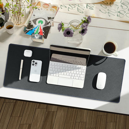 Reniteco Waterproof Large Gaming Mouse Pad with Durable Stitched Edges, Non-Slip Rubber Base, Grainy Jacquard Mouse Mat Desk Pad for Home Office Gaming, 31.5''x11.8''x0.12'', Matte Beige