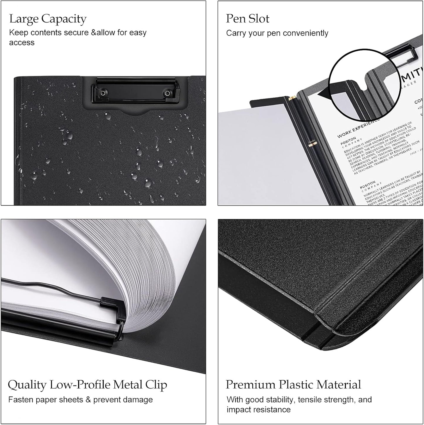 Tomorotec A4 Size Nursing Foldable Cover Clipboard with Pen Holder PP Foam Stationery Document Holder File Organizer Folder Writing Pad for Hospital Office School Business Classroom Supplies (Black)
