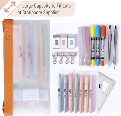 Mr. Pen- Clear Pencil Pouch, 8.50"x4.25", 3 Pack, Durable TPU Material, Medium Water-Resistant Pencil Bags with Smooth Zipper, Multipurpose Clear Pouch for Stationery, School, Office, Travel Supplies