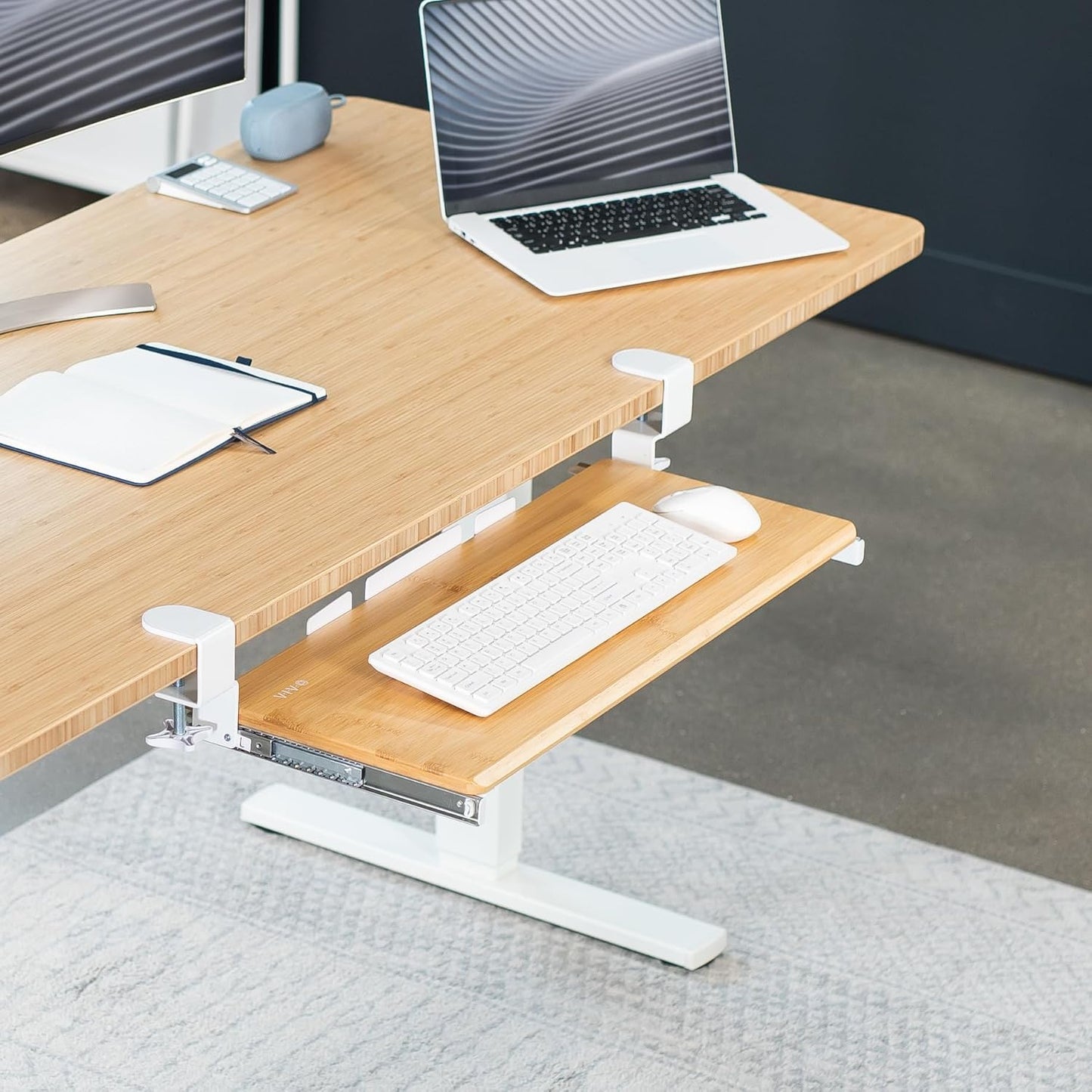 VIVO Large Keyboard Tray Under Desk Pull Out with Extra Sturdy C Clamp Mount System, 27 (33 Including Clamps) x 11 Inch Slide-Out Platform Computer Drawer for Typing, Black, MOUNT-KB05E