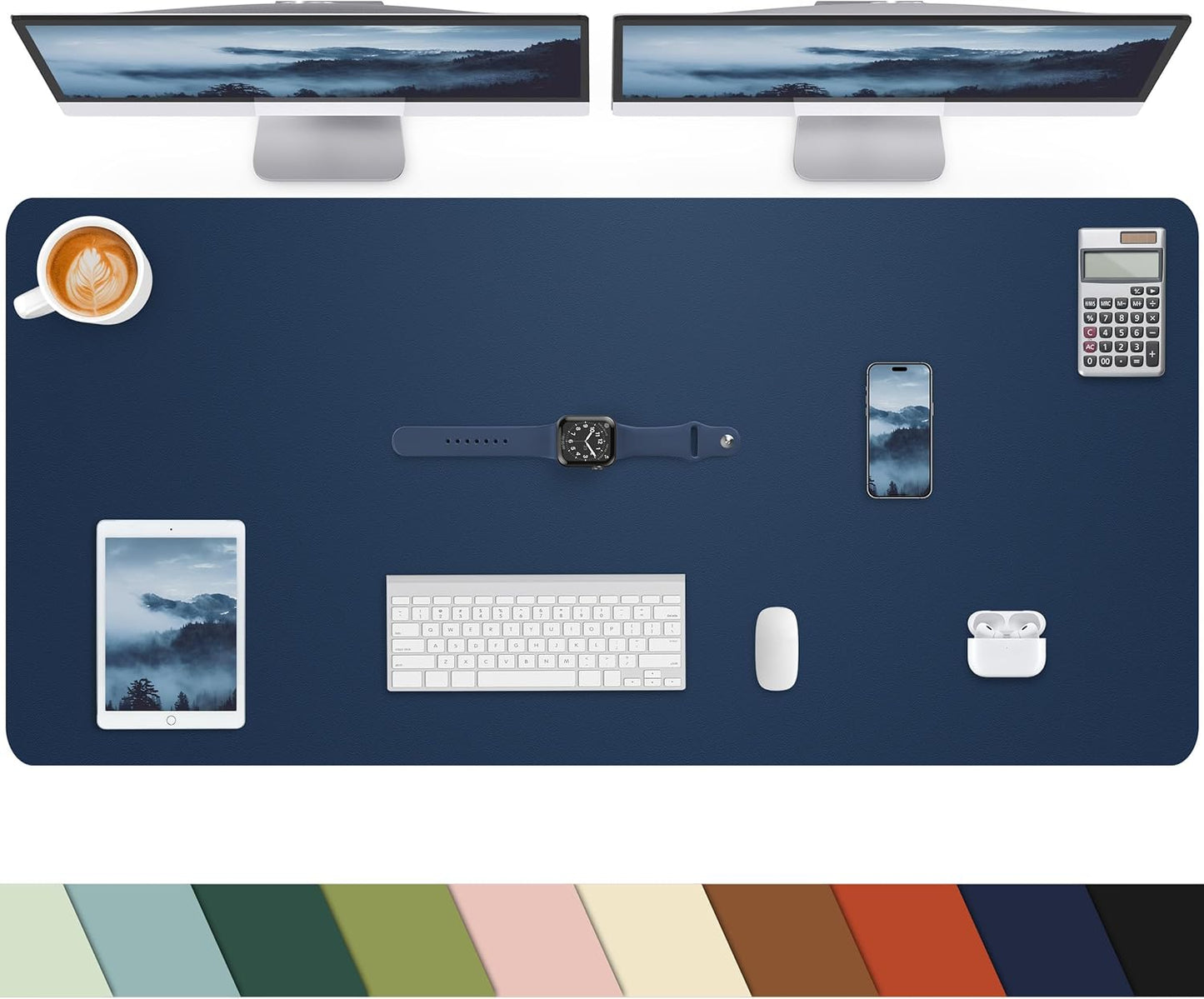 Leather Desk Pad Protector, Office Desk Mat, Large Mouse Pad, Non-Slip PU Leather Desk Blotter, Laptop Desk Pad Desk Accessories for Office and Home (Black, 40" x 17")
