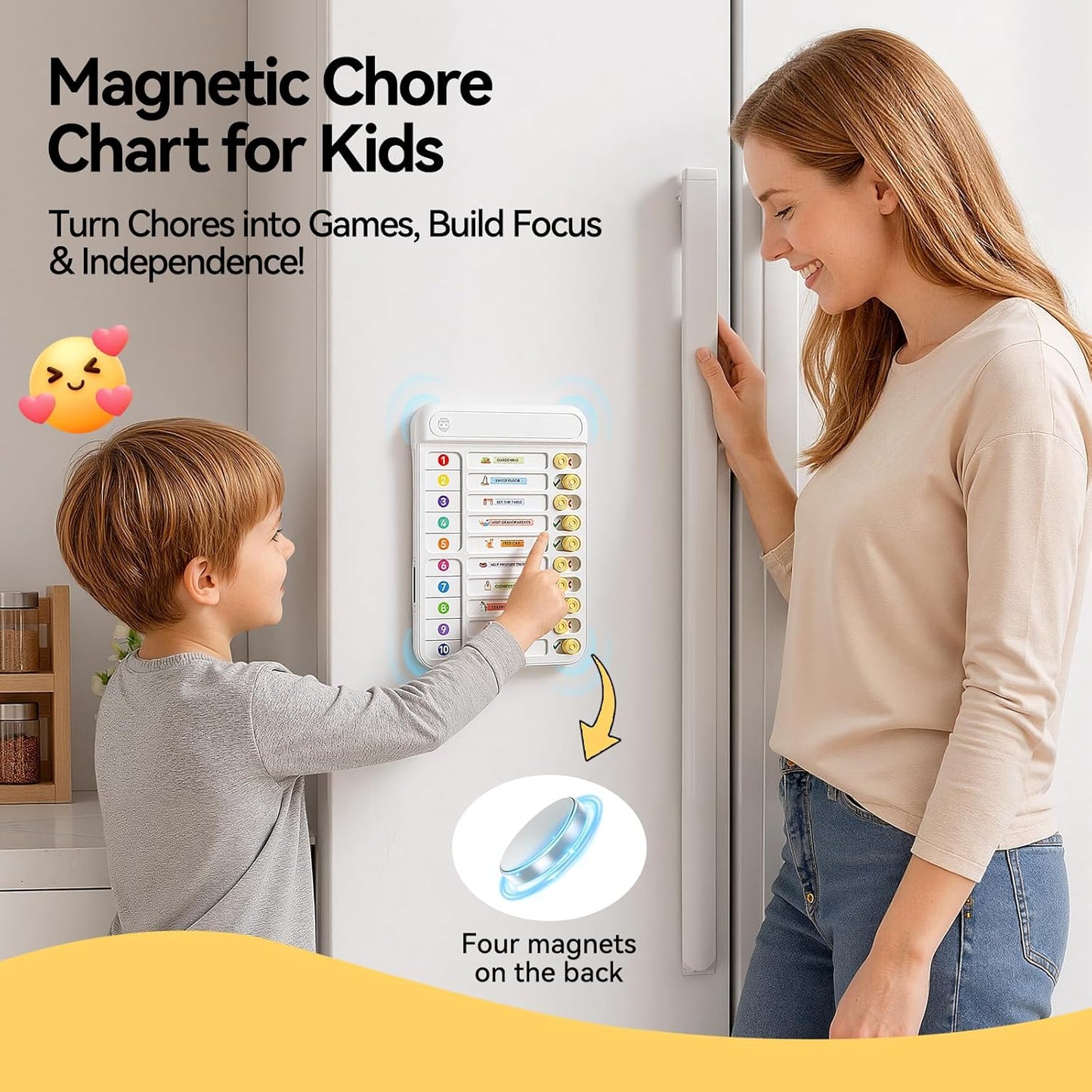 Chore Chart for Kids, Checklist Planning Board with Sliders, 19 Personalizable Sheets and Magnetic Marker, ADHD Tools for Kids to Do List Routine Chart Visual Schedule Board with Stand