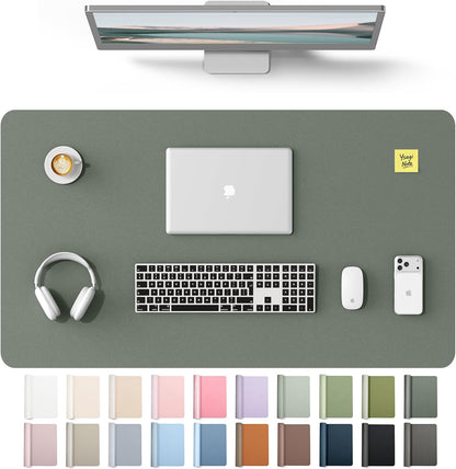 YSAGi Leather Desk Pad Protector, Office Desk Mat, Large Mouse Pad, Non-Slip PU Leather Desk Blotter, Waterproof Laptop Desk Writing Pad for Office and Home (23.6" x 13.8", Eggshell) - Colors B