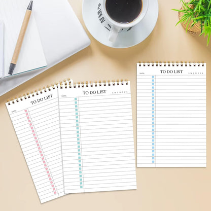 To Do List Notepad 3 Pack, Undated Daily Planner Notepad With To Do List Notebook Checklist Planner Spiral Waterproof Notepad for Office Supplies, School Planner, 52 Sheets/Pack, 5.5"*8.3" A5 Size