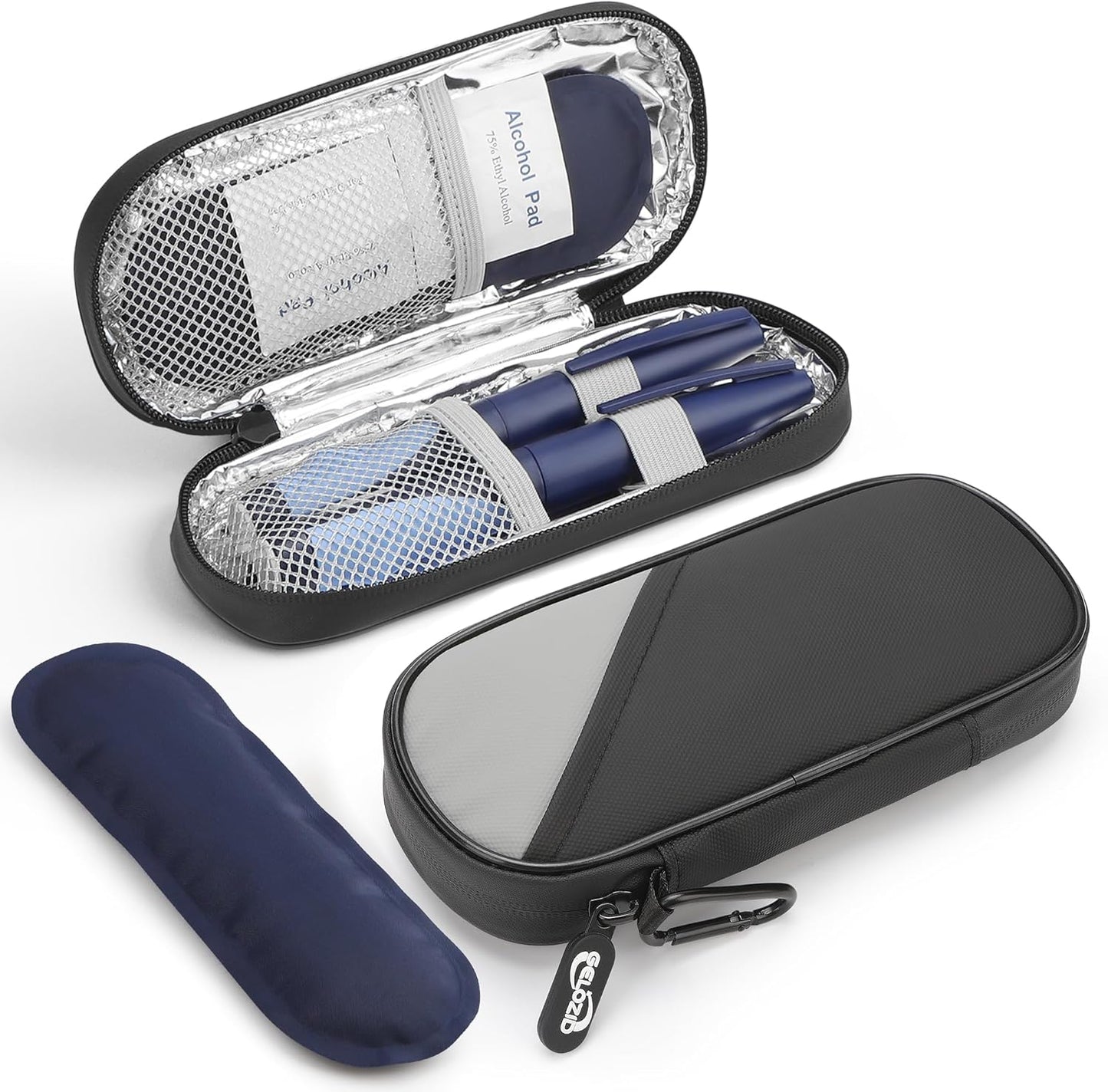 Gelozid Insulin Pen Cooler Travel Case Diabetic Medication Insulated Cool Organizer with 2 Reusable Ice Packs for Insulin Pen and Other Diabetic Supplies, for the Daily Life and Trip(Black)