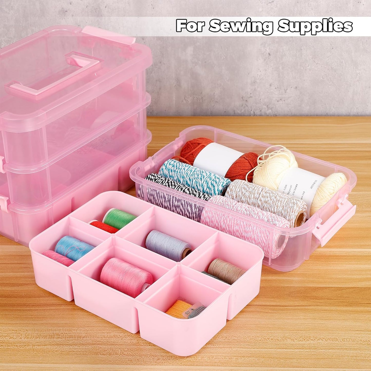 CraftGenes Art Supply Storage Organizer with 2 Removable Trays, 4-Layer 10QT Durable Craft Organizers and Storage for Sewing, Tool, Office Supplies, Art, Craft Supplies
