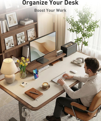 Aothia Non-Slip Waterproof PU Leather Desk Pad Protector for Mouse, Writing Desk, Office, Home, Laptop Blotter, 23.6" x 13.7", Black - Colors A