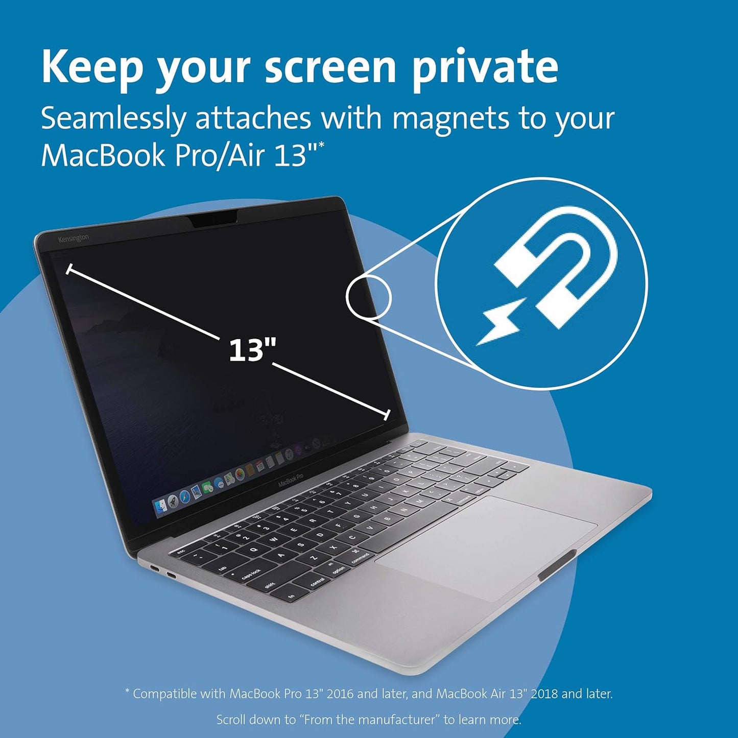 Kensington MagPro™ Magnetic Laptop Privacy Screen 14 inch, Removable 16:9 Laptop Privacy Filter, Anti-Glare, Blue Ray Reduction, Dell Latitude 5420, HP Elitebook 840 G6-G8, Lenovo, Asus (K58352WW)
