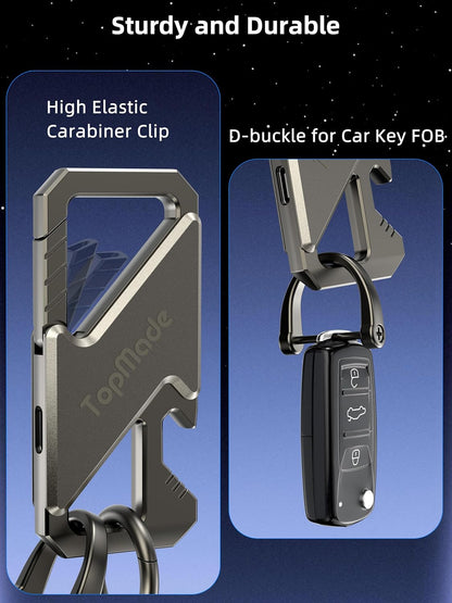 Keychain, Works with Apple Find My, Heavy Duty Key Chains Carabiner Bottle Opener, Car Key Finder with GPS Tracker, Rechargeable Bluetooth Key FinderTracker for Luggage, Bags, Backpack etc, Black
