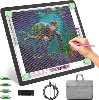 YINGWOND Rechargeable A4 Light Box for Tracing,Ultra-Thin 9000LUX Super Bright Wireless Light Pad with Adjustable Brightness Color,13.9x10 in Light Board for Diamond Painting Drawing Sketching