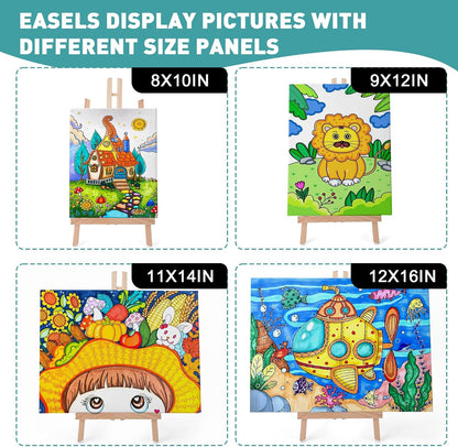 ESRICH 24 Pack 11.8" Wood Easels,Tabletop Easel for Painting,Painting Party, Displaying Canvases, Kids Student Table School Desktop, Portable Canvas Photo Picture Sign Holder