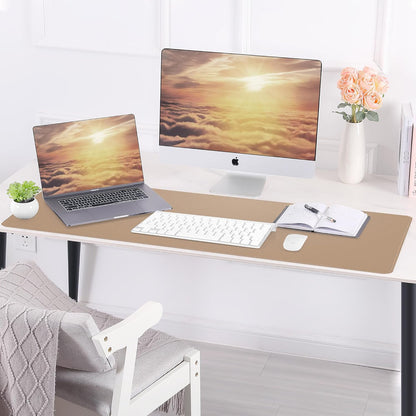 AFIING Large Desk Mat 47" x 17", Dual-Sided Natural Cork & PU Leather Desk Pad, Non-Slip Waterproof Mouse Pad for Office, Home & Gaming, Black